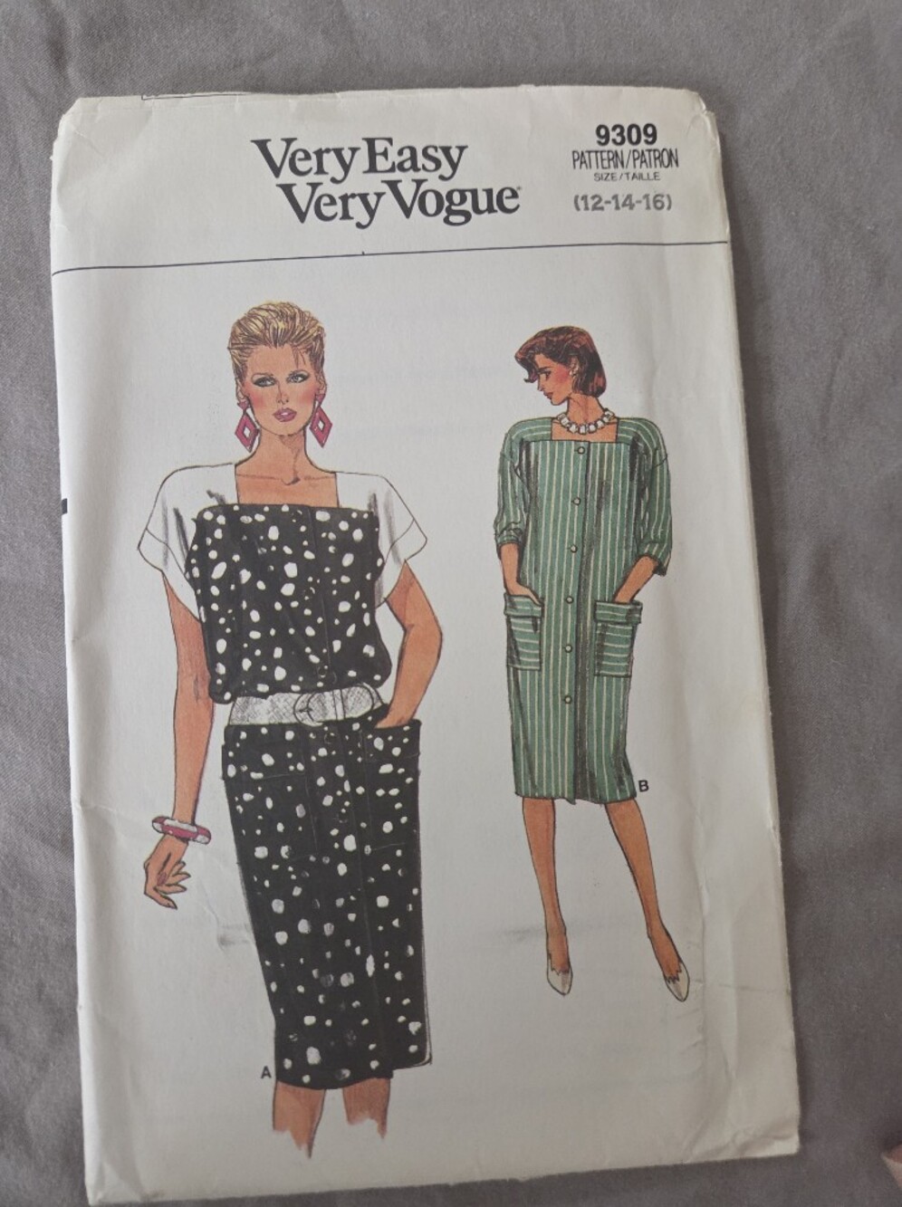 Vogue Very Easy Pencil Skirt & Tunic Set in Black Polka Dot and Green Stripe